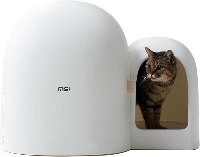 MS!MAKE SURE Cat Litter Box, Large Covered Hidden Dog Proof Closed Modern Cat Litter Box Furniture with Scoop, for Odor Control and Less Tracking, Easy to Clean,26.7"x19.6"19.6", Snow White