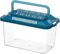 Plastic Turtle Fish Tank with Handle, Clear Aquarium Container for Small Pets, Tortoise Habitat, Goldfish Bowl, Reptile Transport Box, 5.11 X 3.54 X 3.54 Inch