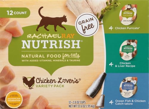 Rachael Ray Nutrish Premium Wet Cat Food, Chicken Lovers Variety Pack, Grain Free, 2.8 Oz. Tub, Pack Of 12