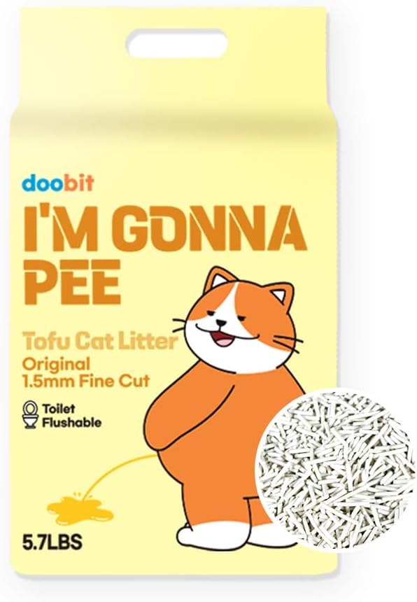 Tofu Cat Litter 100%, I'm Gonna Pee, Strong Clumping, Toilet Flushable, Less Dust, Less Tracking by Pallet Type, All Natural Ingredients, Biodegradable, Safe for Environment(5.7lb x 1pack)