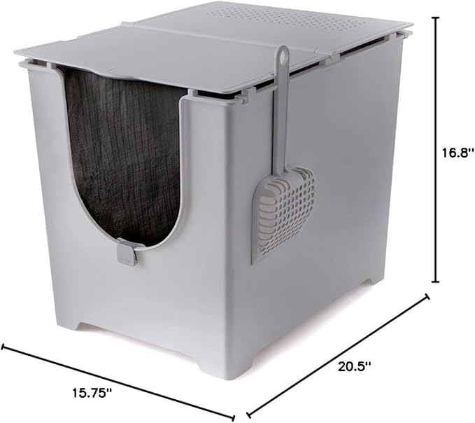Modkat® Flip Litter Box, Front-Entry, Full Height Seamless Base, Reusable Litter Liner, Sifting Litter Scoop, 2X Bamboo Charcoal Filters