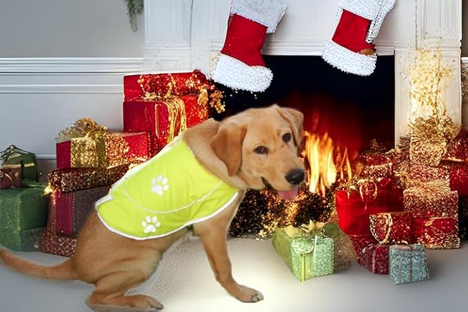 Dog Reflective Vest - Comfortable Jacket Safety Hunting, High Visibility for Dogs with Elastic Straps and Clasp Closure-Yellow, Large