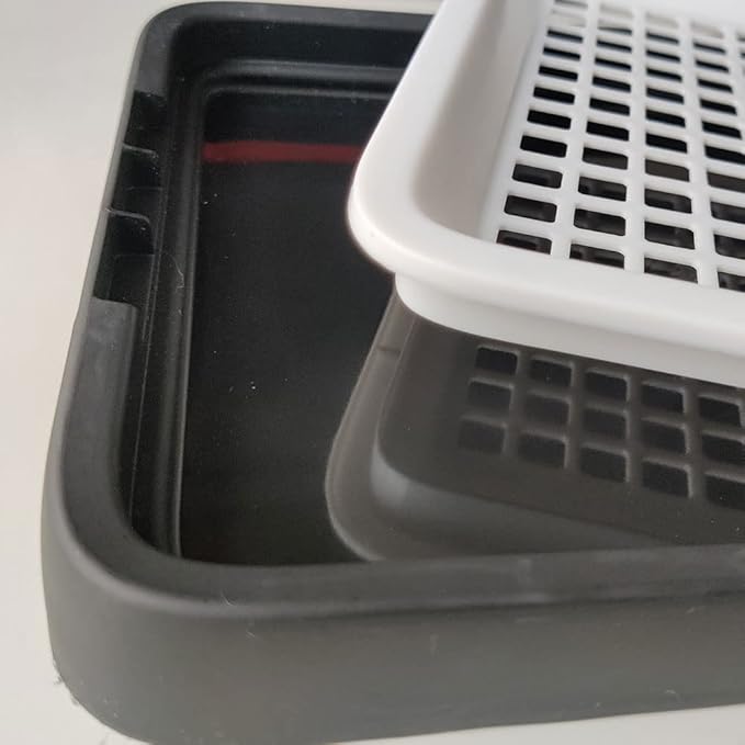 Guinea Pig Litter Tray Pan with Grate for Cage - Small Animal Potty Trainer - Rattie, Chinchilla, and Pet Litter Box - Easy-Clean, Space-Saving Design - 9.8x7.6x1.18 in