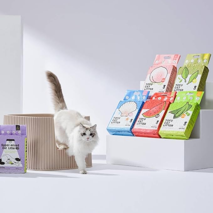 Tofu Cat Litter Natural Clumping Tofu Cat Litter, Fast Clumping and Easily Scoop-able 5.5lb/88oz 5 Scents - Greentea, 2 Pack