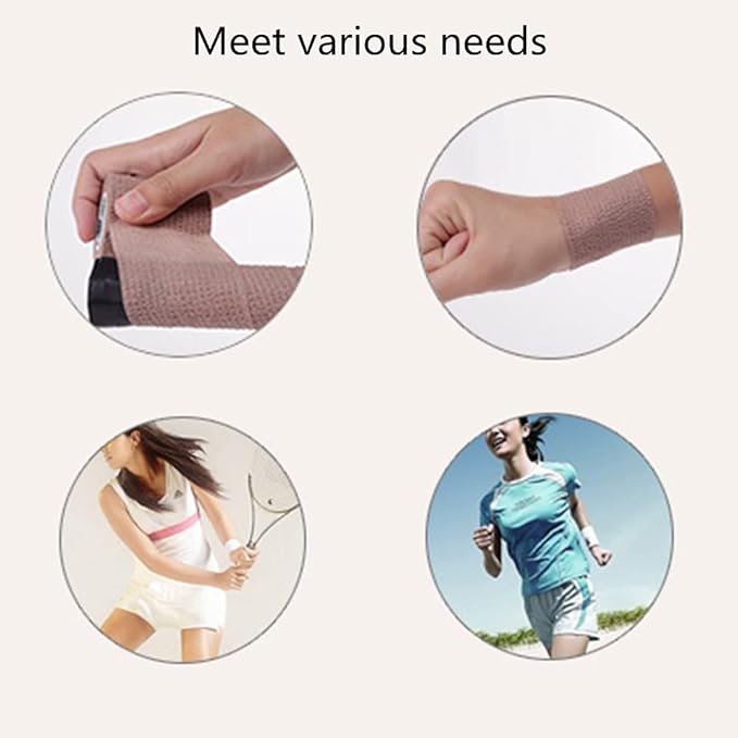 6 Pack 4" x 5 Yards Self Adhesive Bandage Wrap Breathable Cohesive Vet Wrap for Pets, Elastic Self-Adherent Tape for Sports, Wrist, Ankle (Mixed Colors)