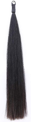 Horse Tail Extensions with Braided Horsehair Loop, Blunt Cut Bottom, 34-36 inches Long and 1 lb Weight (Natural Black)