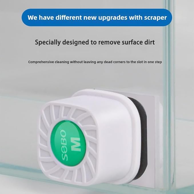 Mini Magnetic Aquarium Brush with Scraper Blade - Fish Tank Dirt Remover for Small Glass/Acrylic Tanks, Safe for Betta & Shrimp (5-20 Gallon) (Small)
