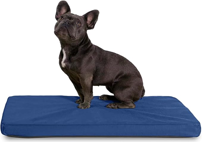 K9 Ballistics Tough Ripstop Orthopedic Dog Crate Bed - Durable Pad with Washable Cover, for Wire Crates, Tie-Downs Included, Size: Small 29"x18", Blue Quartz