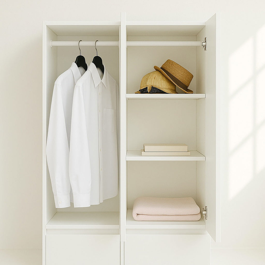 Elise - Modular Closet System With Mirror - White - Wood