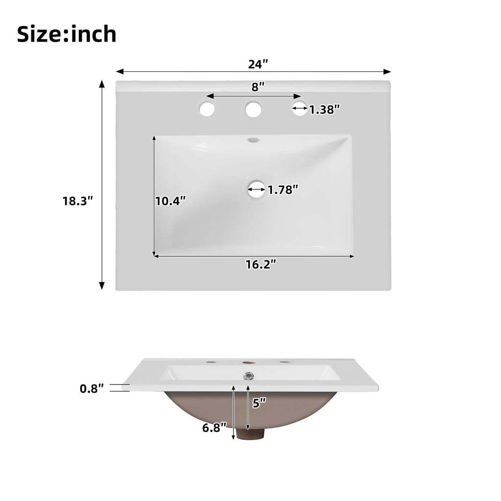 Bathroom Vanity With Sink, 1 Divided Drawer And 2 Soft Close Doors With Double Shelf