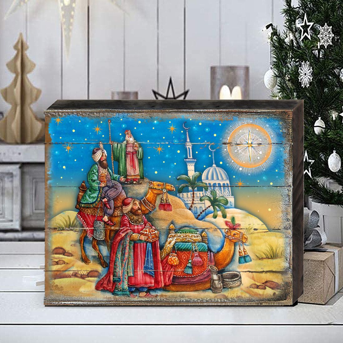 Three Kings Nativity Wooden Wall Art by G. DeBrekht - Nativity Holiday Decor - 8173853B
