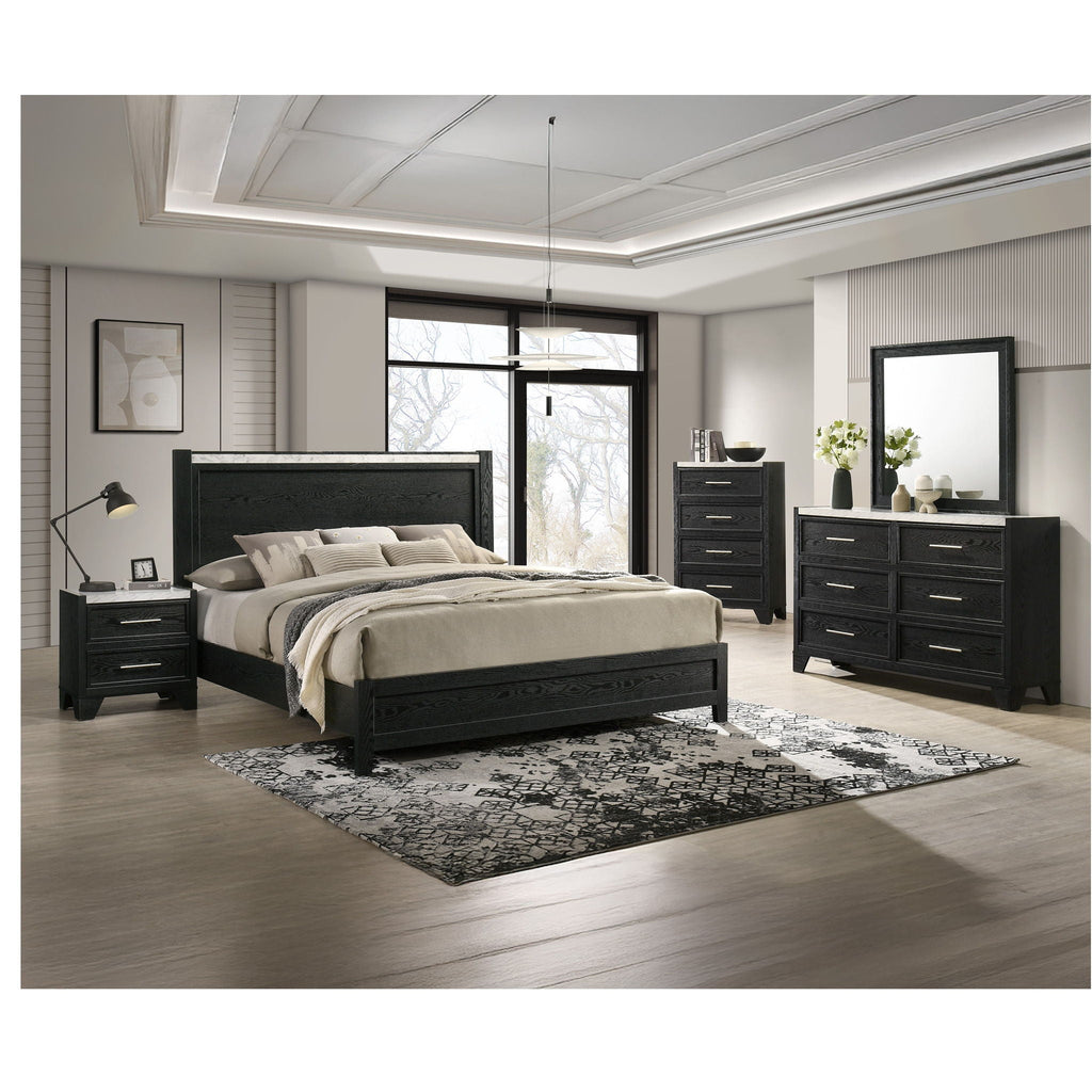 Contemporary Panel Bed With Accents