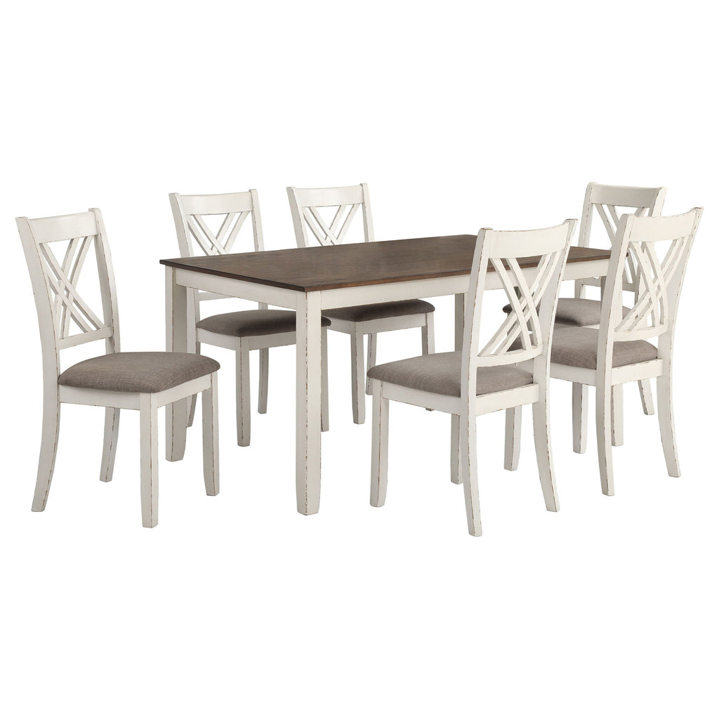 Ebers - 7 Dining Set With 2 Tone Upholstered Chairs - Vanilla White