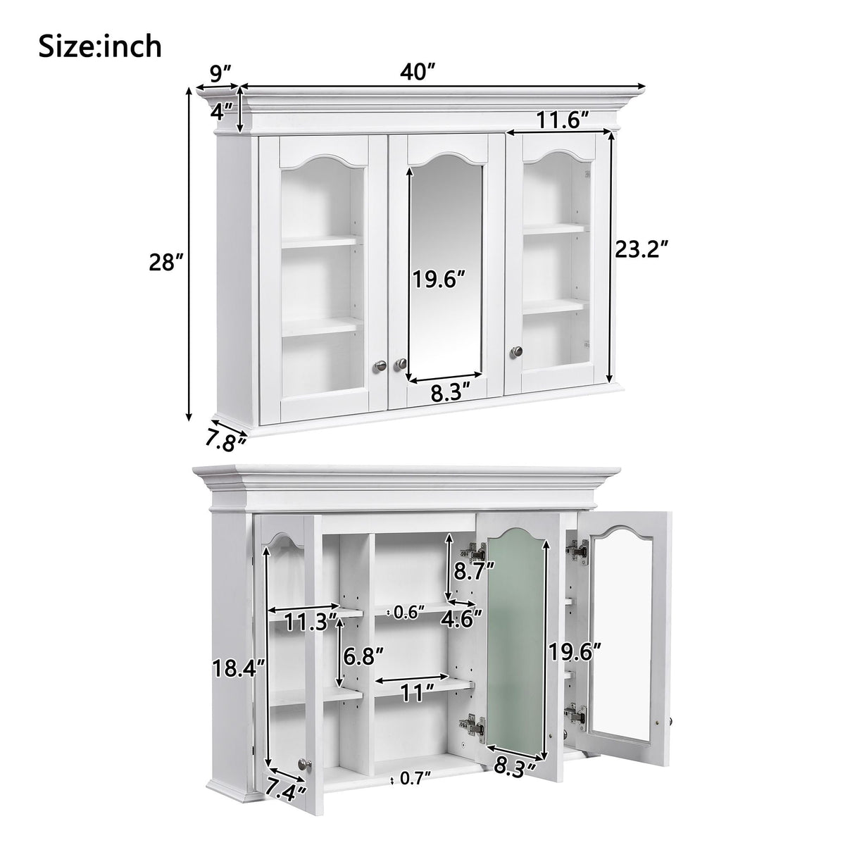 Medicine Cabinet With Mirror Door and Adjustable Shelves