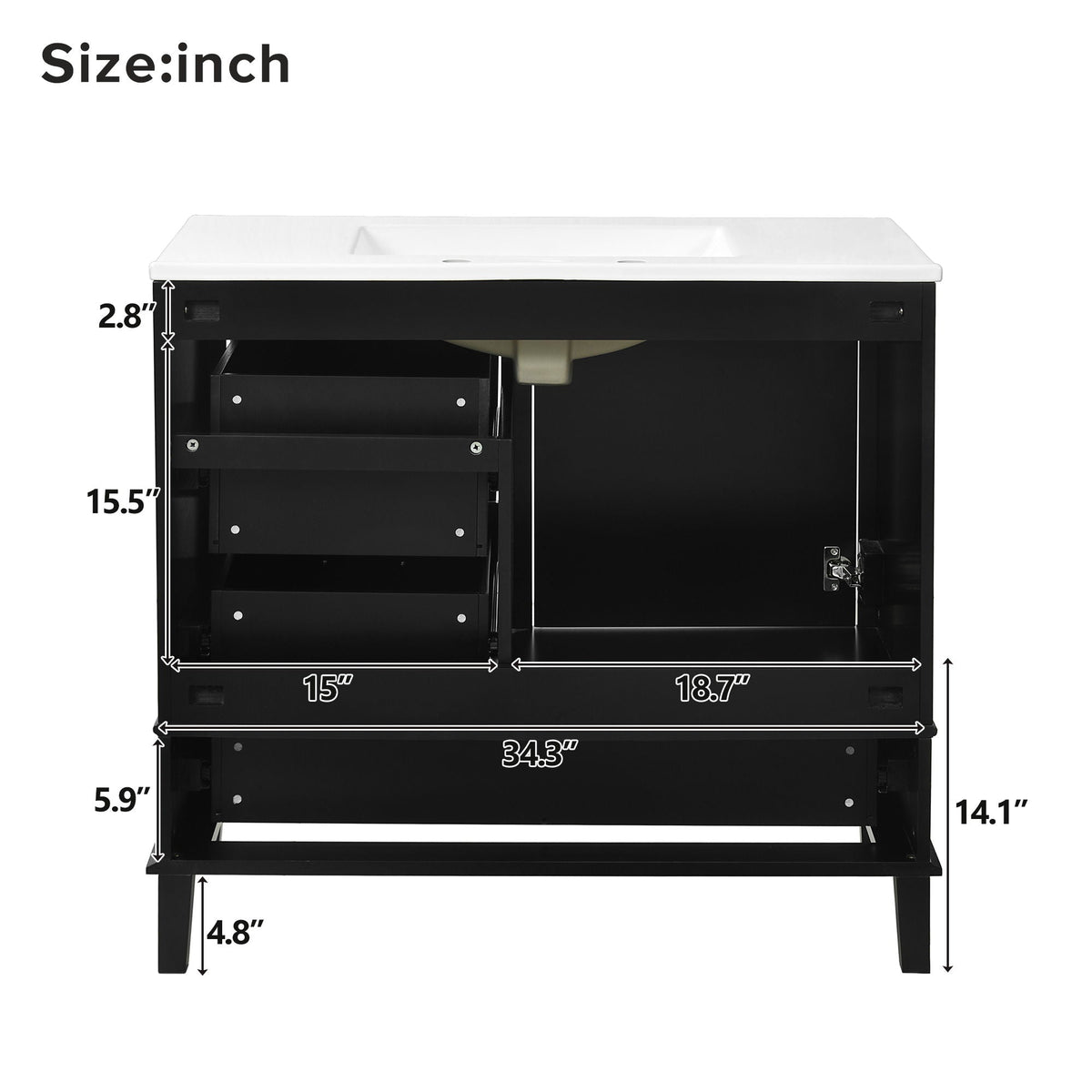 Bathroom Vanity, Modern Bathroom Cabinet With Sink Combo Set, Bathroom Storage Cabinet With A Soft Closing Door And 3 Drawers, Solid Wood Frame