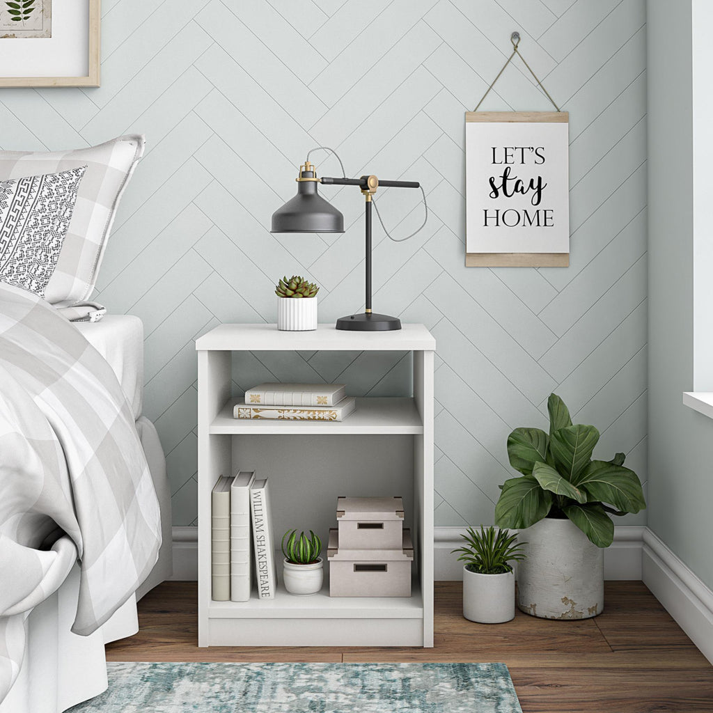 Open Shelf Nightstand - White