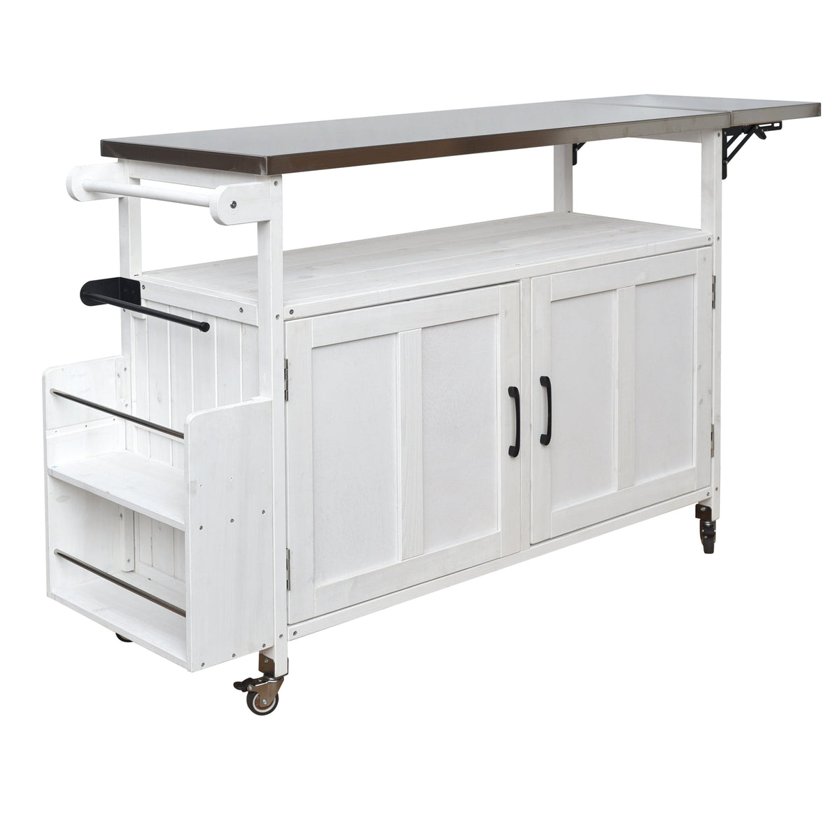 Foldable Outdoor Kitchen Island Patio Cart with Storage