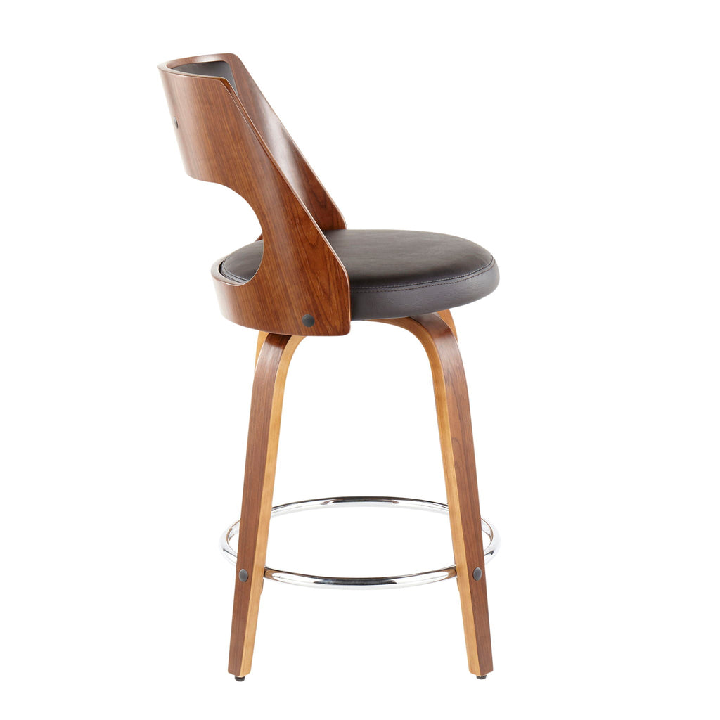 Cecina - Mid-Century Modern Fixed Height Counter Stool With Swivel And Round Footrest (Set of 2)
