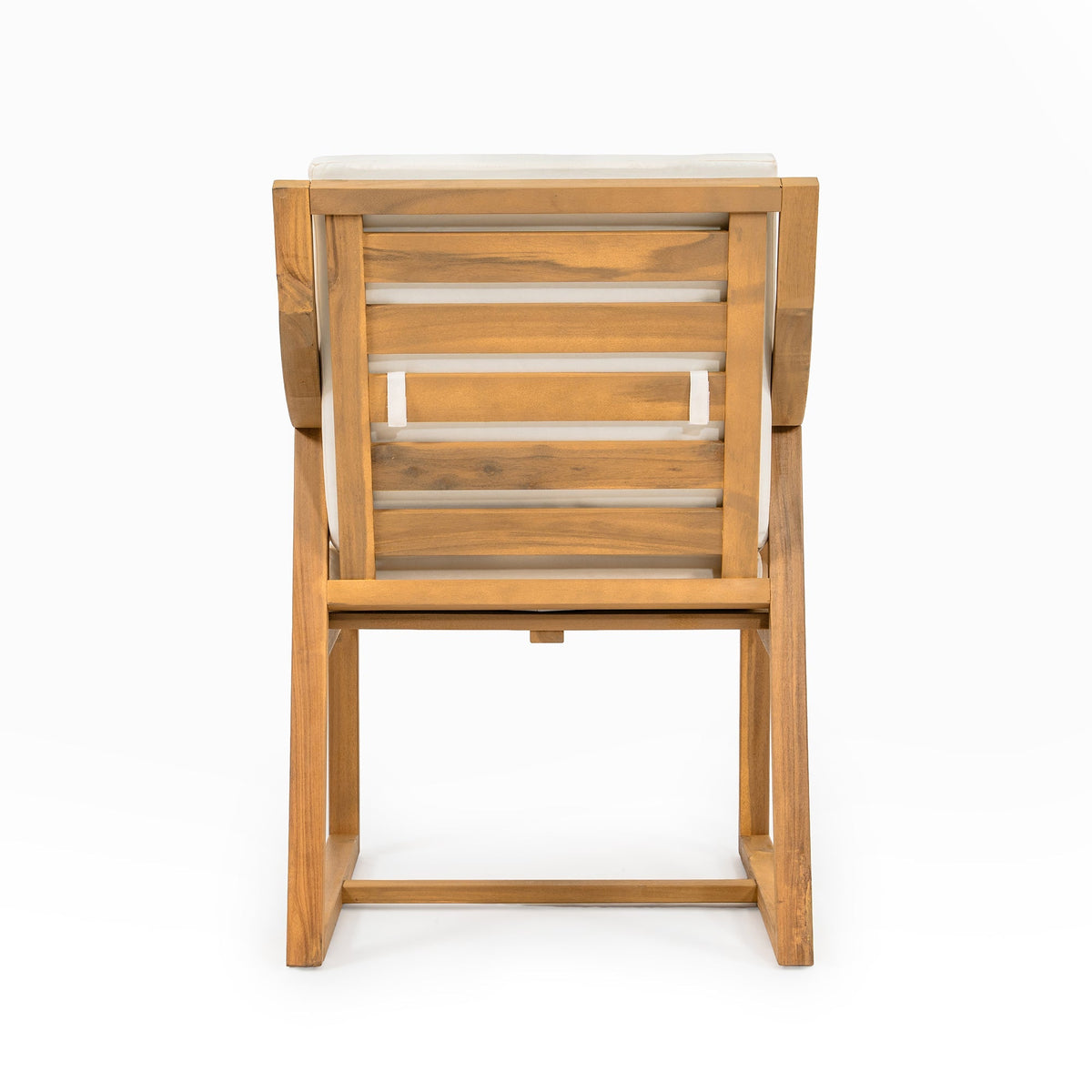 TREXM Patio Dining Chair Set of 2, Wood Outdoor Armchairs with Removable Cushions