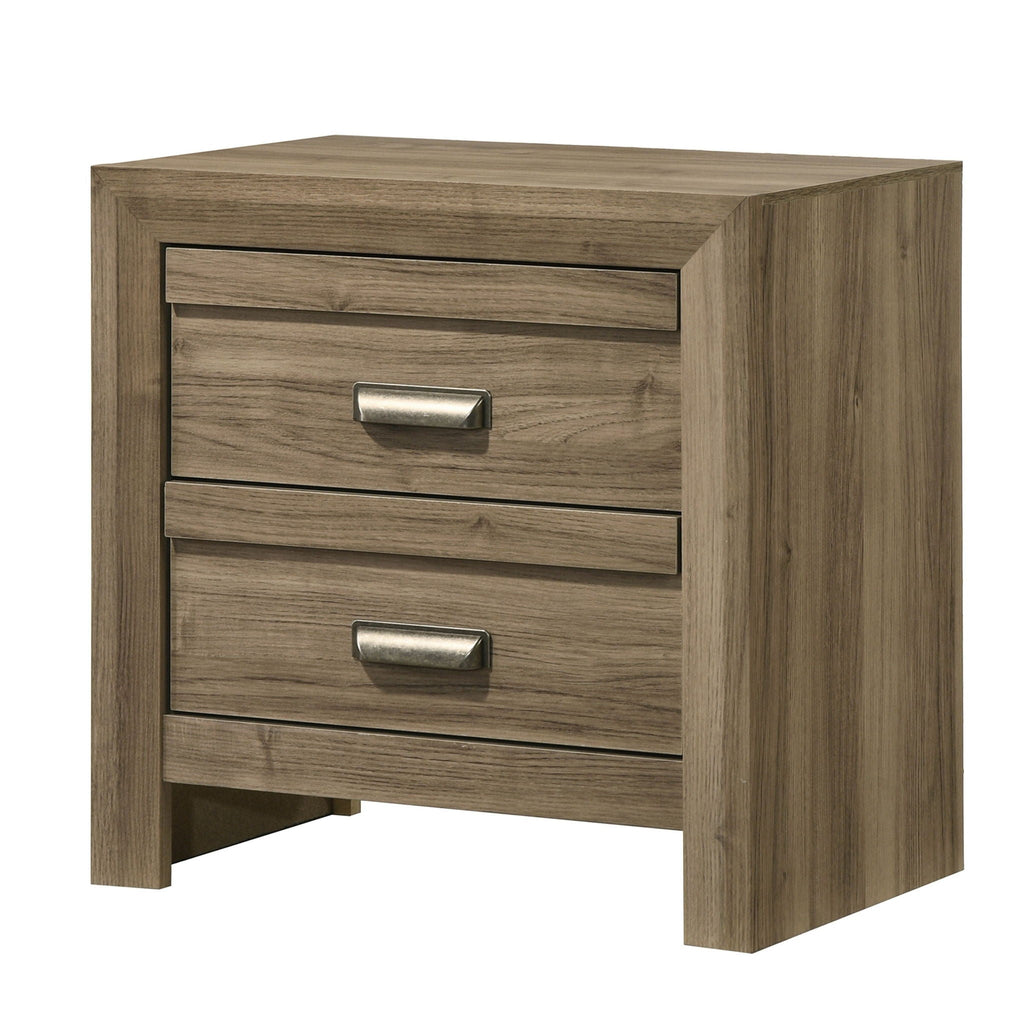 2 Drawer Nightstand With Pulls, Bedroom Furniture - Light Brown