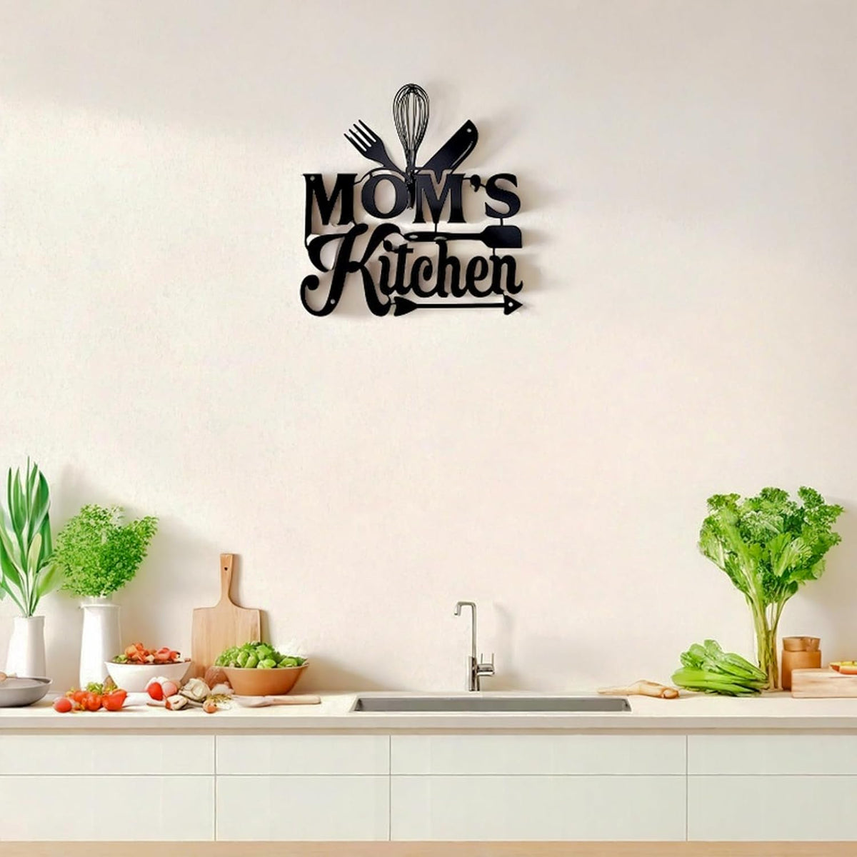 Kitchen Wall Art Decor,Black Kitchen Metal Sign for Kitchen Decoration, Metal Sign Rusticfarmhouse Kitchen Decor Hanging Decorative 11.5 X 10.6 Inch