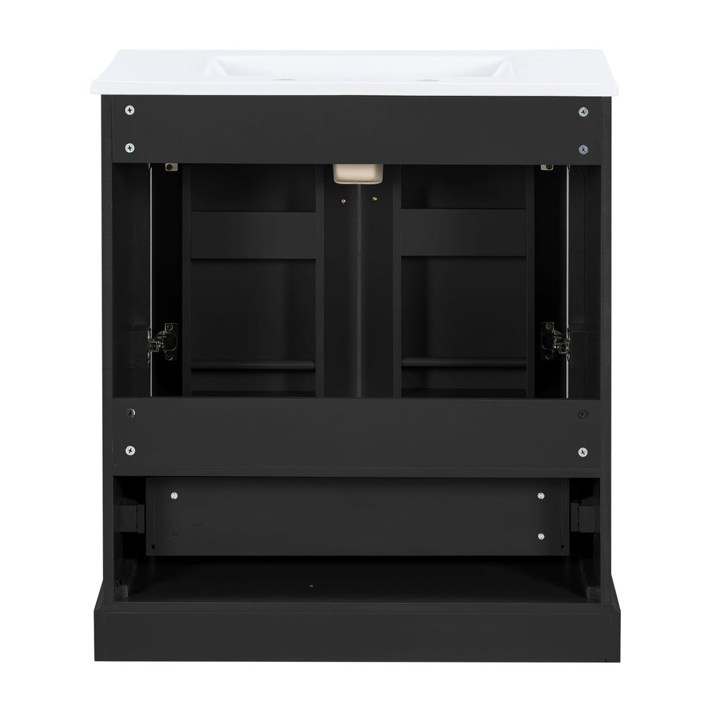 Bathroom Vanity With Sink, 1 Divided Drawer And 2 Soft Close Doors With Double Shelf
