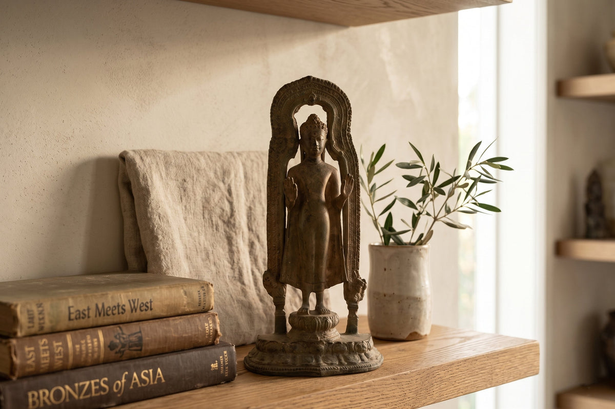 Exceptional Bronze Standing Buddha Shrine