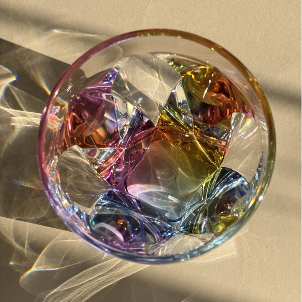 Leading Ware Rainbow Diamond Acrylic Glasses Drinking (Set of 4) Dof 9Oz Bpa Free Plastic Cocktail Glasses - Clear