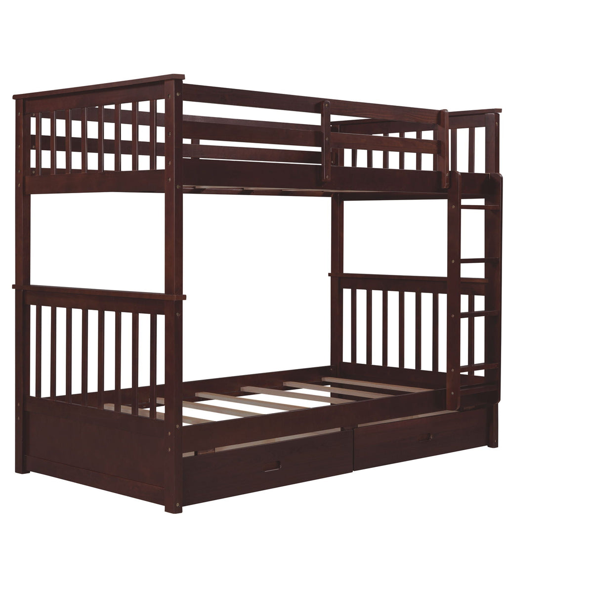 Bunk Bed With Ladders And 2 Storage Drawers