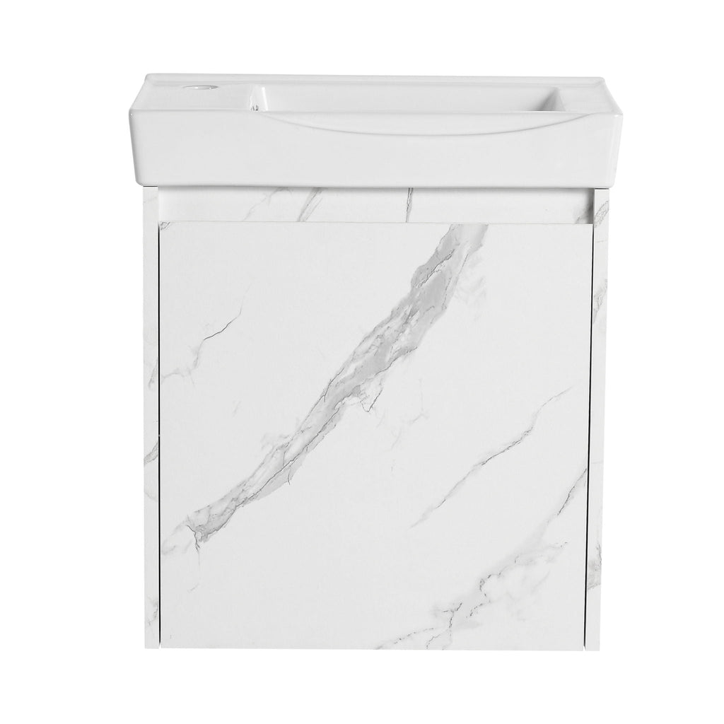 Modern Bathroom Vanity With Ceramic Basin, Wall Mounted Floating Sink Combo, Storage Cabinet