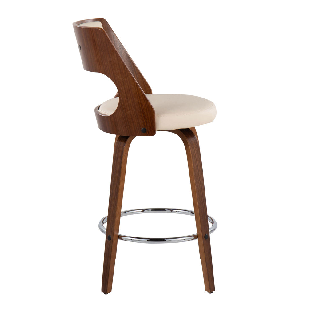 Cecina - Mid-Century Modern Fixed Height Counter Stool With Swivel And Round Footrest (Set of 2)