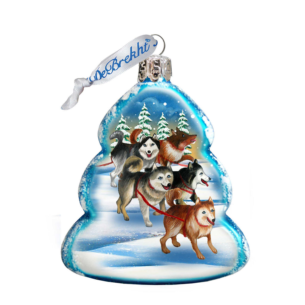 Sleigh Dogs Mercury Glass Ornament by G. DeBrekht - Wildlife Holiday Decor - 771048