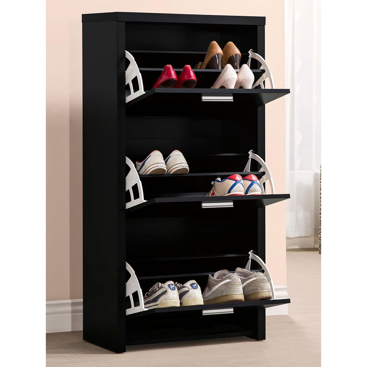 3 Drawer Shoe Rack - Black