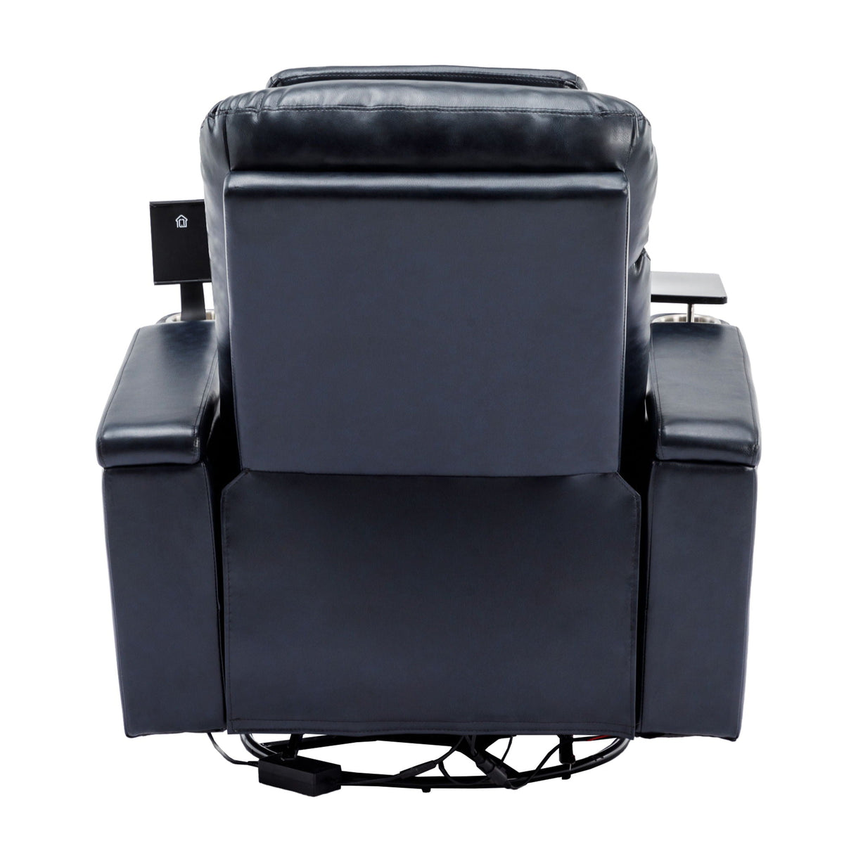 270° Power Swivel Recliner Home Theater Chair With Hidden Arm Storage, LED Light, Cup Holder, And Tray Table