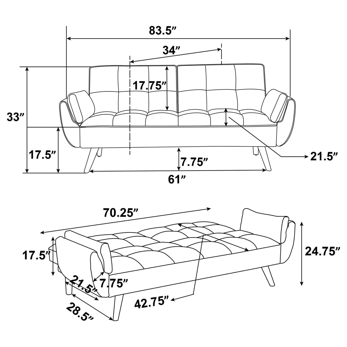 Laggarhem - Tufted Back Upholstered Sofa Bed - Turquoise