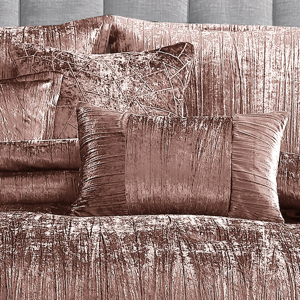 Blush Crinkle Velvet 7Pc Bedding Ensemble