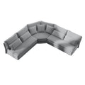 5 Seater L Shaped Sectional Sofa With Curved Corner, 7 Pillows