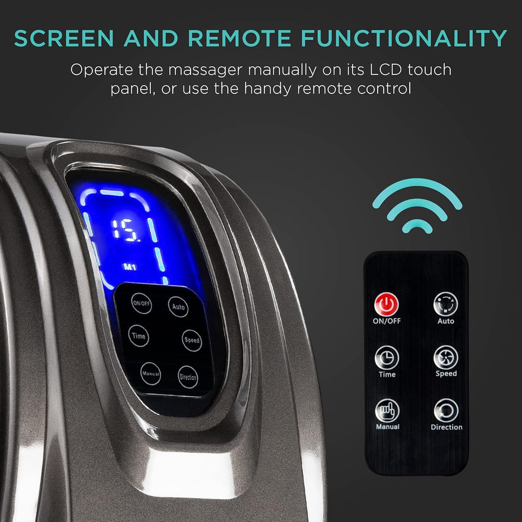 Shiatsu Foot Massager for Pain Relief, Plantar Fasciitis, Neuropathy, Blood Circulation, Remote Control W/Compact Design - Gray
