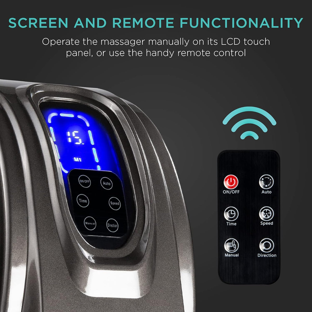 Shiatsu Foot Massager for Pain Relief, Plantar Fasciitis, Neuropathy, Blood Circulation, Remote Control W/Compact Design - Gray