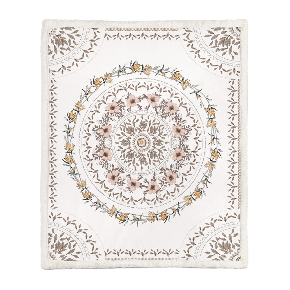 Chinese Floral Flannel Blanket – Soft Printed Throw in Multiple Sizes