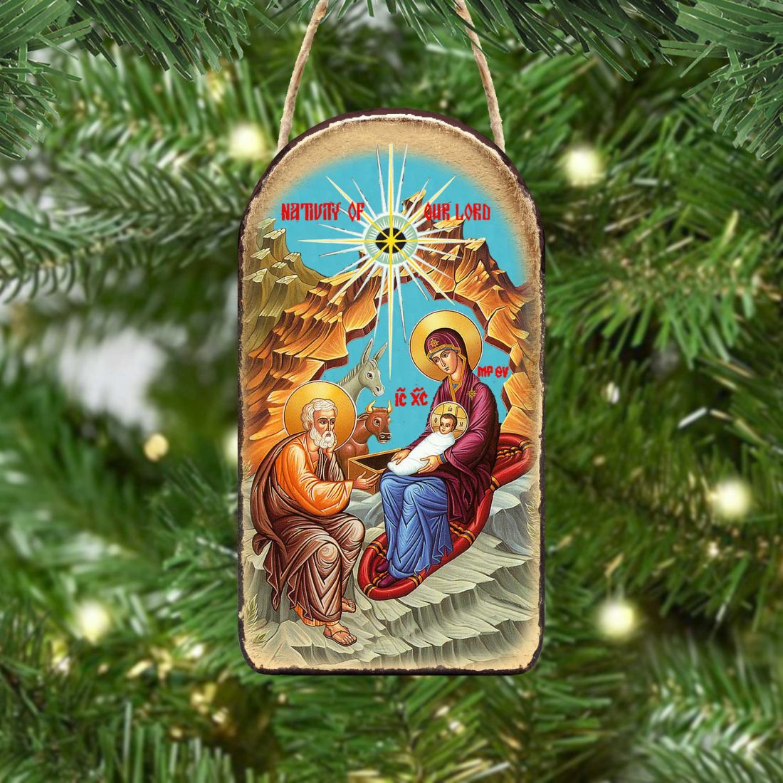 Orthodox Nativity Religious Christian Sacred Icon Ornament - Inspirational Icon Decor - 87052
