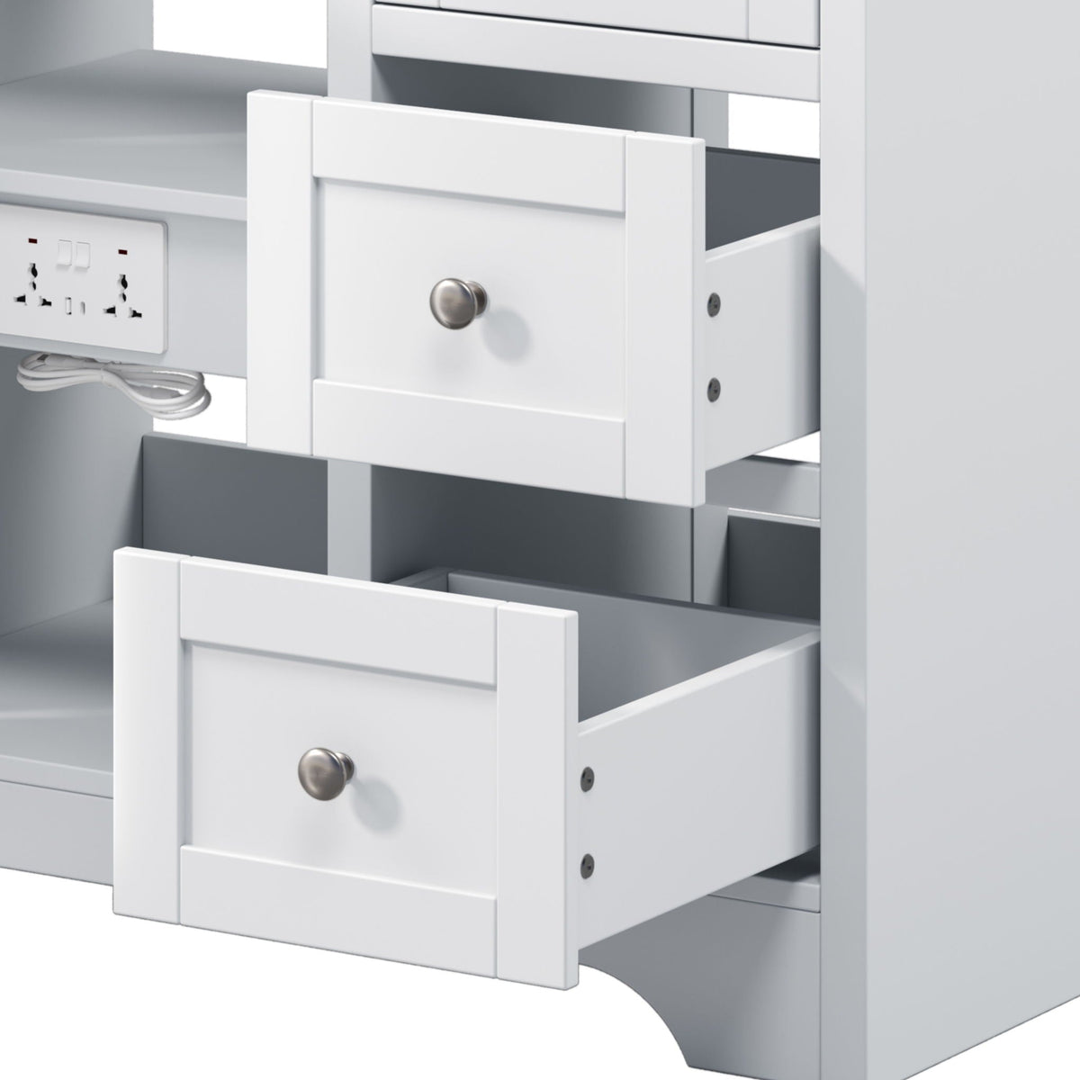 Double Sink Bathroom Vanity With Countertop, 2 Ceramic Sinks, 6 Drawers