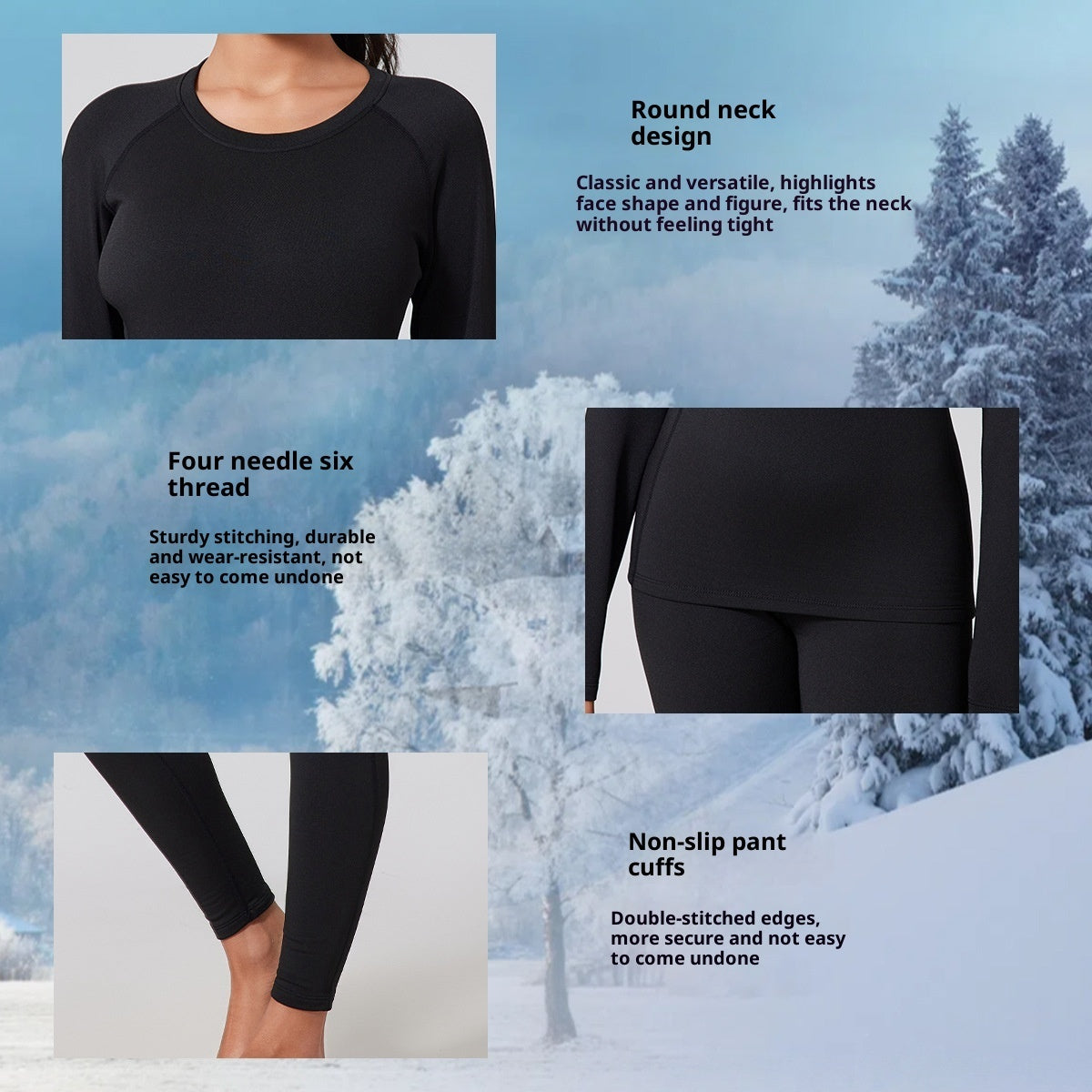 Autumn And Winter New Fleece-lined Thermal Underwear Set For Women