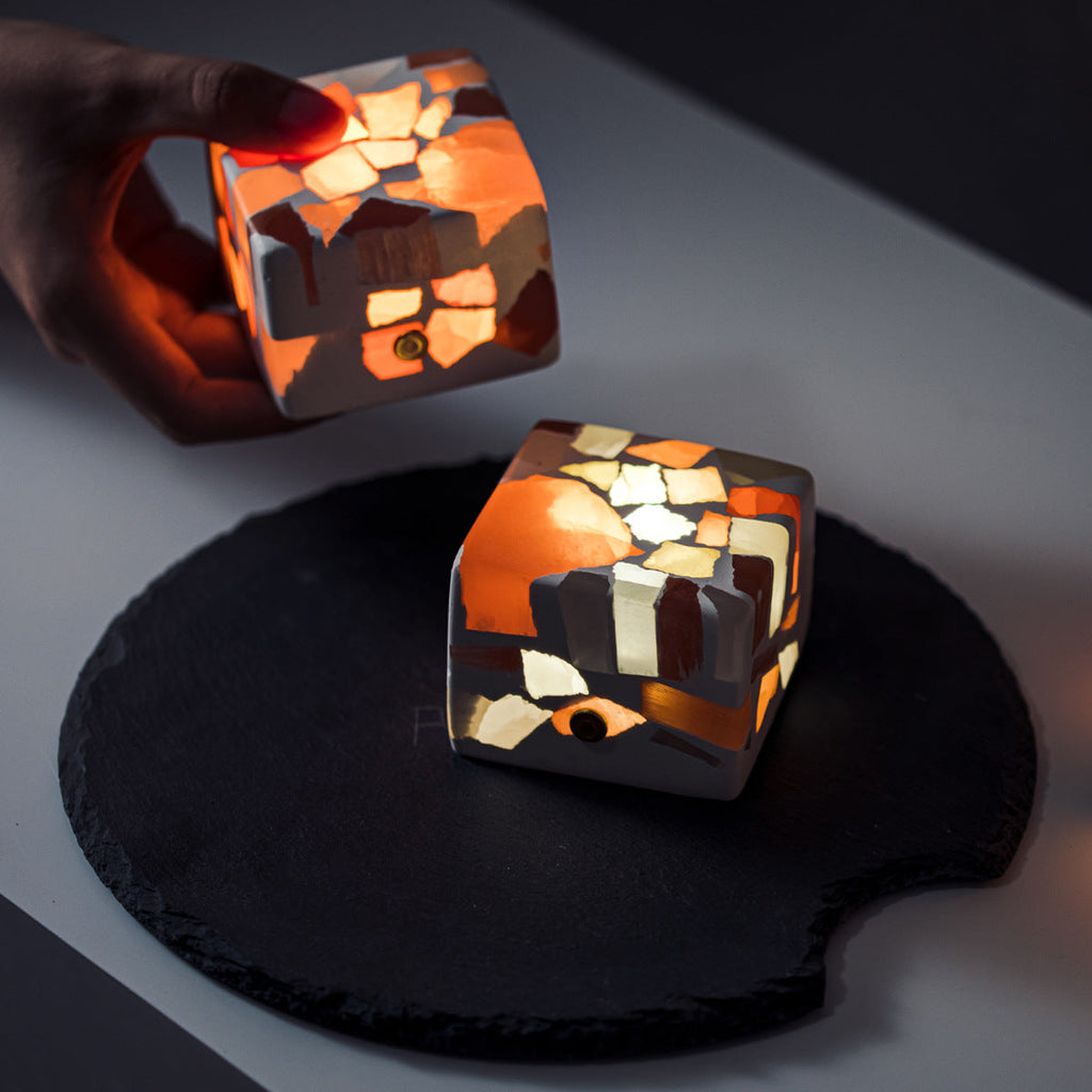 Handmade Bedside Table Lamp Cubes Fragile