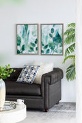 Framed Printed Acrylic Decorative Wall Art, Wall Decor For Living Room (Set of 2) - White / Green