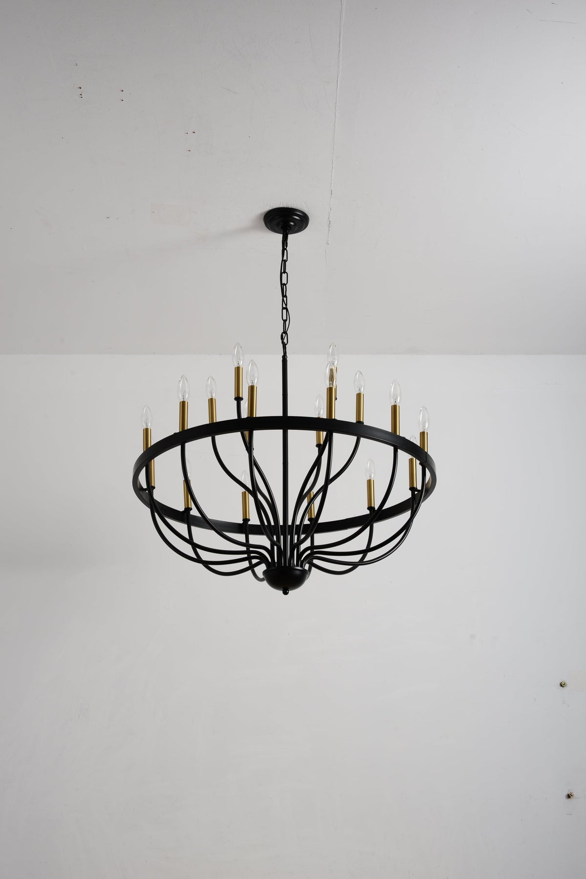 15-Light Industrial Iron Candle Chandelier Modern Farmhouse Pendant Light