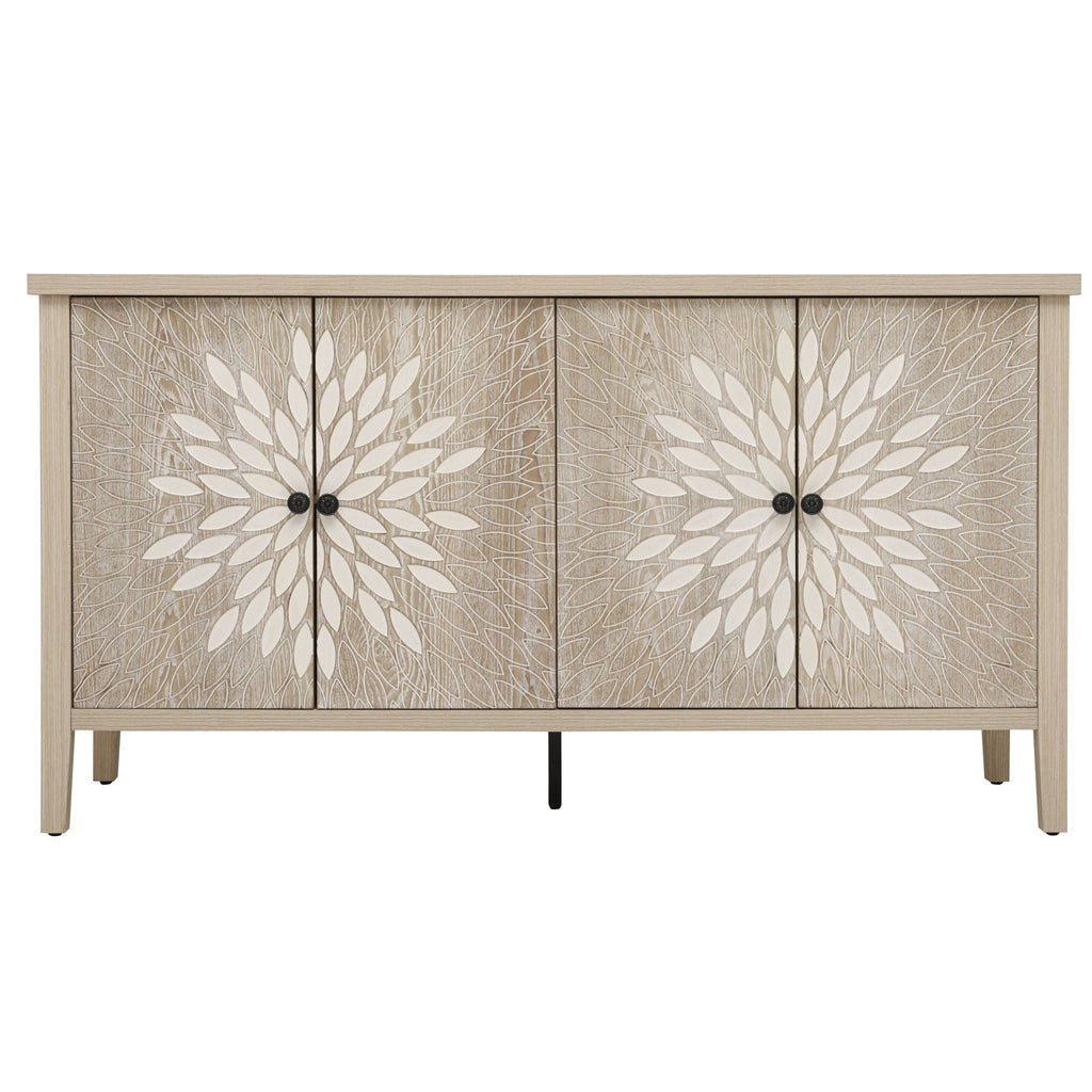 Modern Storage Cabinet With 4 Doors & Adjustable Shelves
