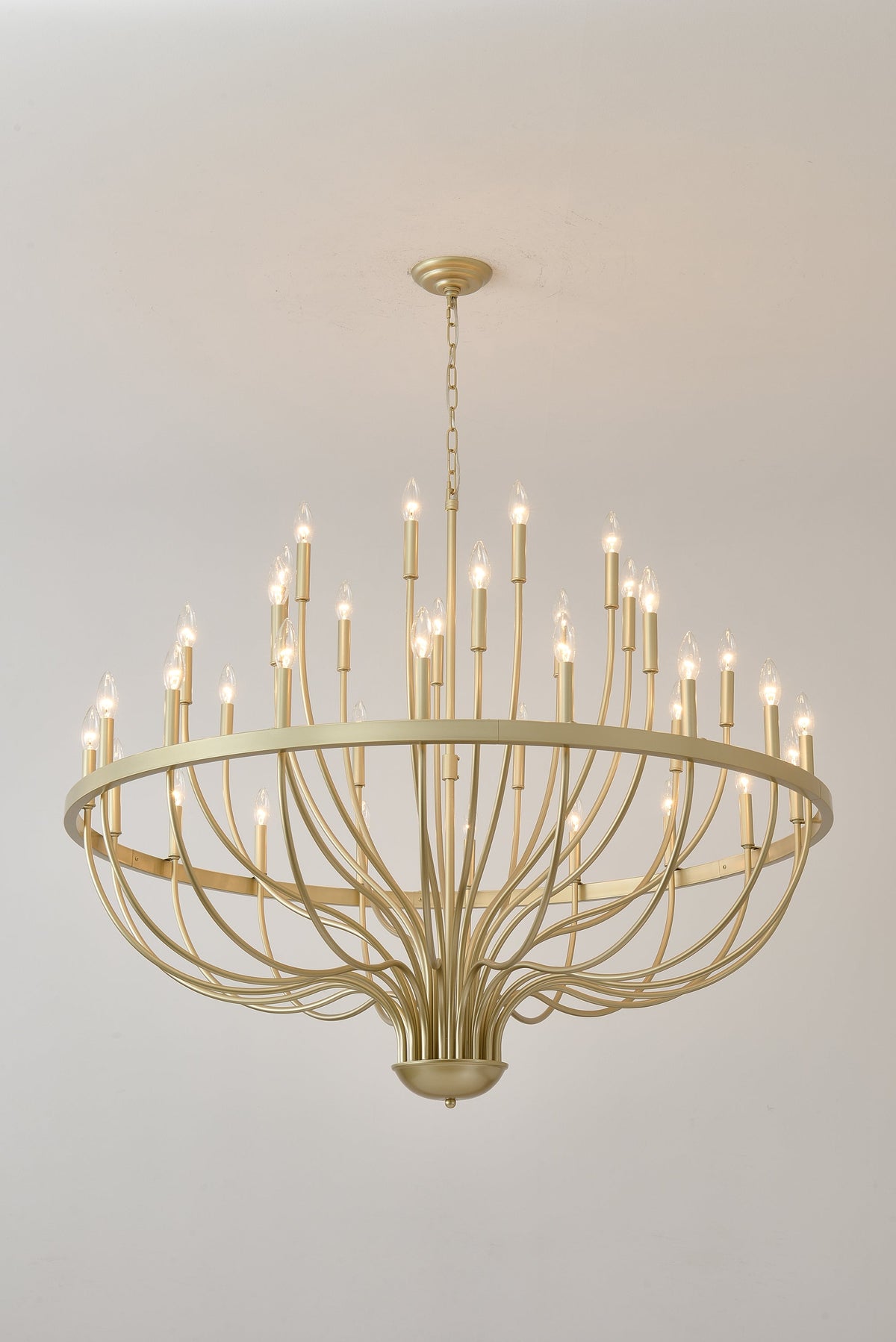 36-Light Gold Industrial Iron Candle Chandelier