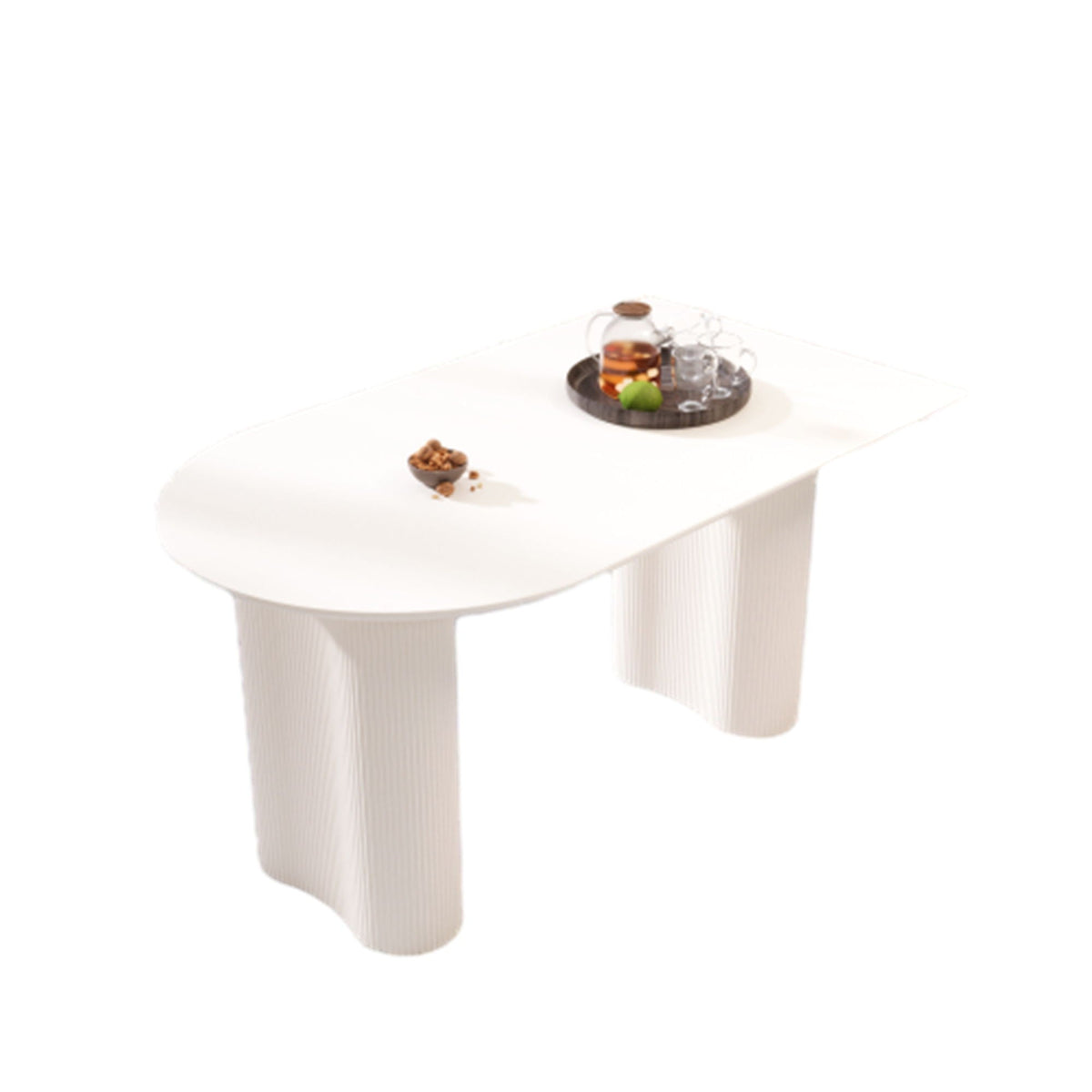 Modern Cream Style Dining Table With Round Wave Legs, 4 - 8 Person - Cream White