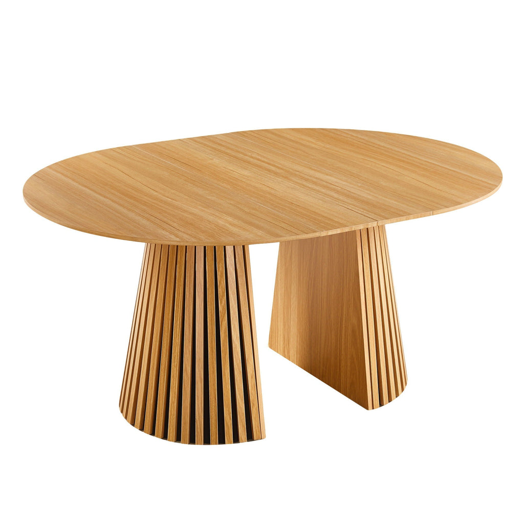 Extendable Pedestal Multifunctional Dining Table - Oak